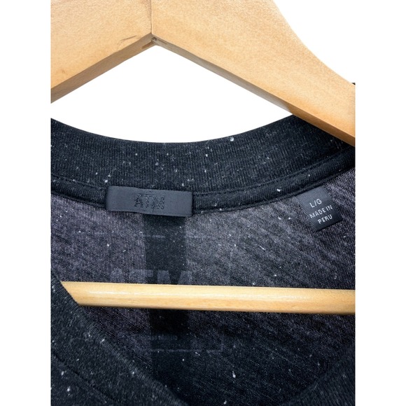 ATM Black Speckled Muscle Tee Maxi Dress Side Slits Pocket Casual Relaxed Travel - Picture 9 of 10